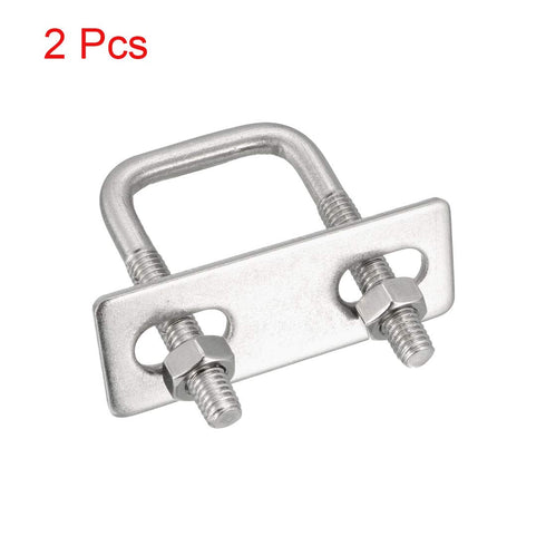 uxcell Square u-Bolts 2Pcs 1"(25mm) Inner Width, M6 304 Stainless Steel U Bolt with Nuts for Boat Trailer