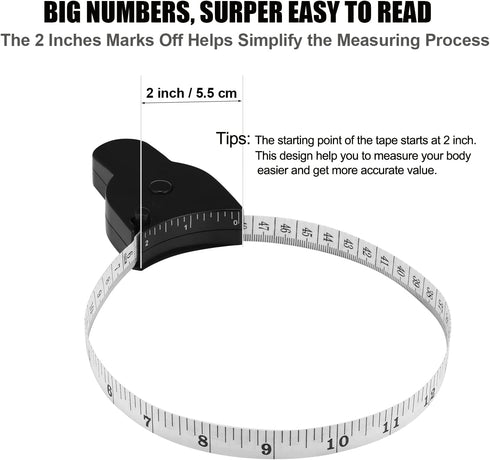 Automatic Telescopic Tape Measure Body Measure Tape 60 Inch (150cm) Self-Tightening for Weight Loss Muscle Gain