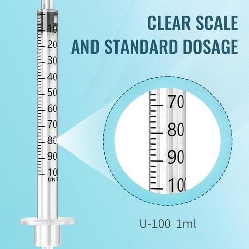 31G 1cc/ml, 5/16" 8mm Pack 100 Lab Liquid Measurement of Individually Wrapped