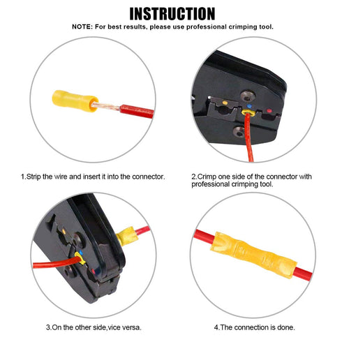 Glarks 100pcs 12-10 Gauge Butt Electrical Insulated Quick Splice Crimp Terminals Connectors