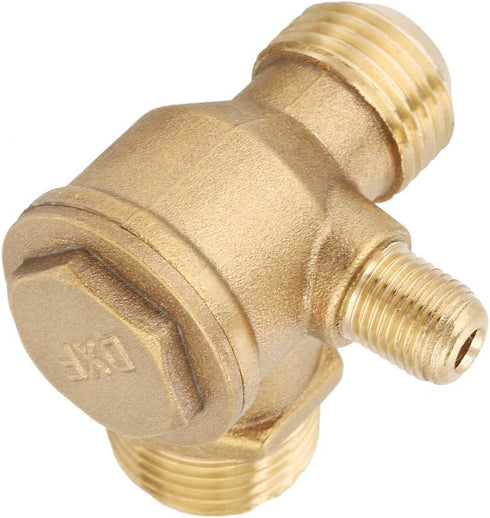 Air Compressor Check Valve, Male Thread 90 Degree Air Compressor Check Valve 3 Port Brass Spare Parts Tube Connector Pipe Joint Tool Replacement for Central Pneumatic Air Compressor Accessory
