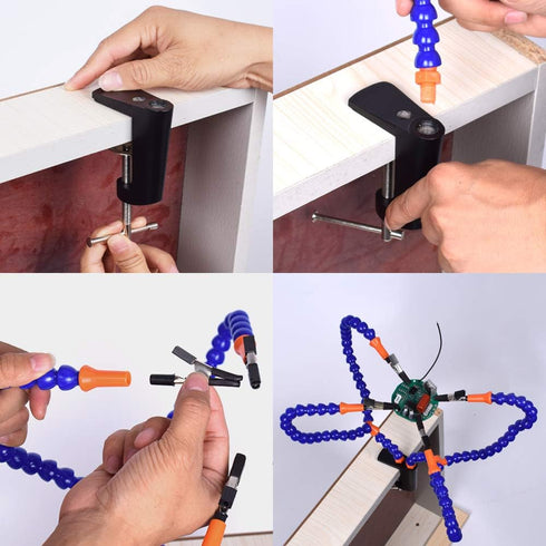 Helping Hands Third Hand Soldering Tool, 4 Arms with Adjustable Vise, Perfect for PCB Repair