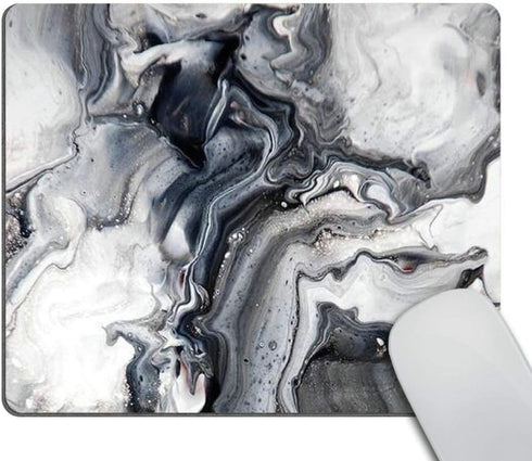 Smooffly Large Abstract Marble Gaming Mouse Pad, Custom Black and White Marble Design