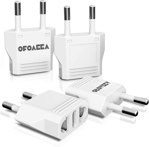 European Plug Adapter, Type F Plug Adapter for Travel from America to France Germany, 4-Pack
