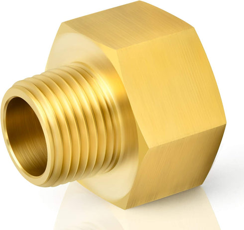 TAISHER 5PCS Brass Pipe Fitting, Reducer Adapter, 1/4-Inch Male Pipe x 1/4-Inch Female Pipe