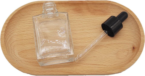 Glass Bottle for Essential Oils, 1 oz Small Empty Drop Bottle, 30ml Square Glass Lab Dropping Container (Clear, 12PCS)