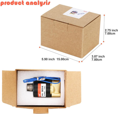 RIH PNEUMATIC 1/4 Inch Electric Solenoid Valve, Brass, 12V/24V/110V, 2 Way Normally Closed Water Control