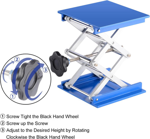 Lab Jack, 6x6 inch Anodized Aluminum Laboratory Support Jack with 10 KG Support Weight, 2.4 to 10.2 inch Lift