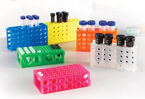 Heathrow Scientific HS29022G Interlocking Tube Rack - 4 Way, Polypropylene, Assorted Colors, Pack of 5