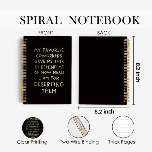 Sarcastic Farewell Gifts for Coworkers, Funny Spiral Notebook, My Favorite Coworkers Gave Me This, 5.5"x8.3", 164 Pages