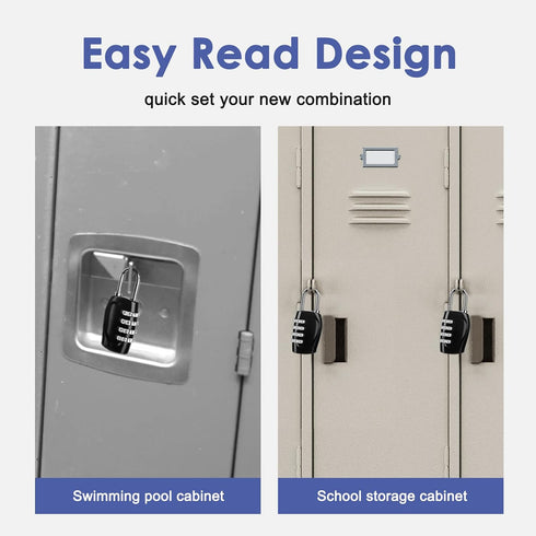 4 Digit Combination Lock Outdoor Padlock, Waterproof for School Gym Locker, Storage Unit, 2 Pack Black