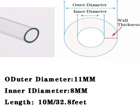 Hose,11mmx8mm 15m/49.2feet Silicone Tubing Thick Food Grade High Temp Pure Silicon Tube High Temp Home Brewing