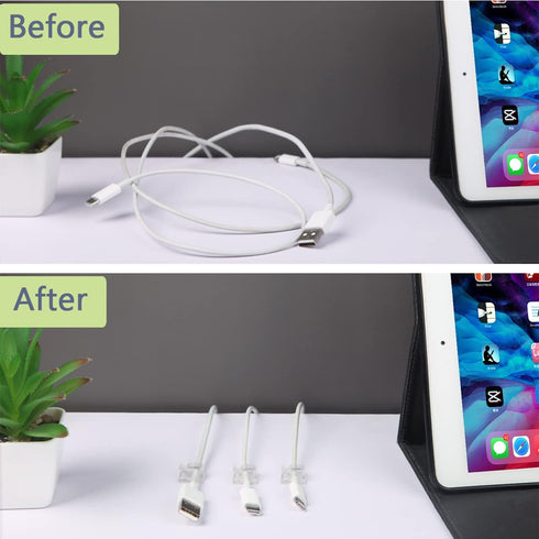 KGROTE 60PCS Cable Clips, Outdoor Wire Clips Adhesive Cable Hooks Cord Organizer Holder Christmas Light Clips for Desk