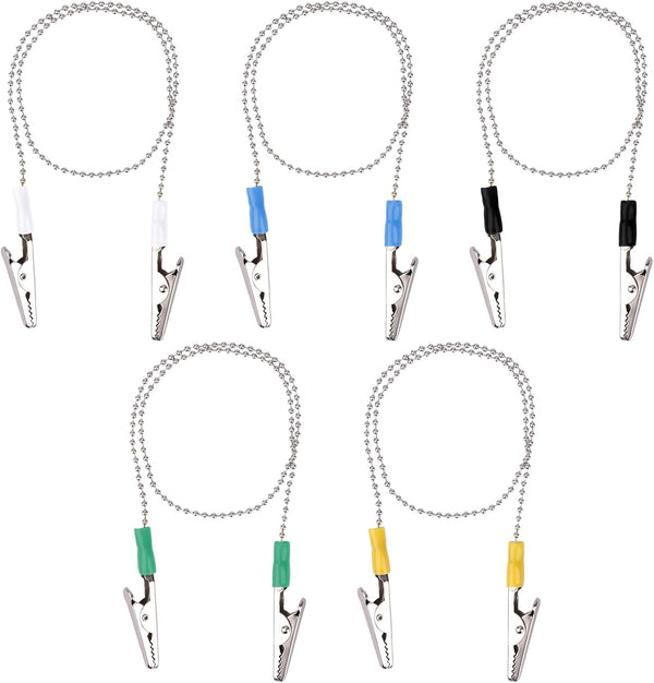 Tinoaly 10pcs Dental Bib Holder Clip, 48cm/18.89in Napkin Alligator Holders with Chain Neck