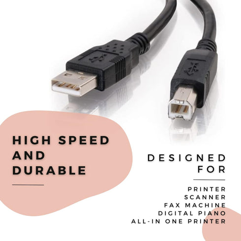 6 MFC8910DW FEET USB Cable for Brother Printer Wireless Monochrome Printer with Scanner, Copier and Fax