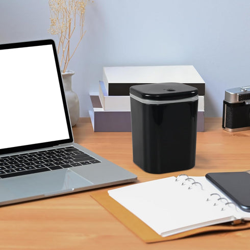 Mini Trash Can - 0.5 Gallon Black Wastebasket Container for Desk, Countertop