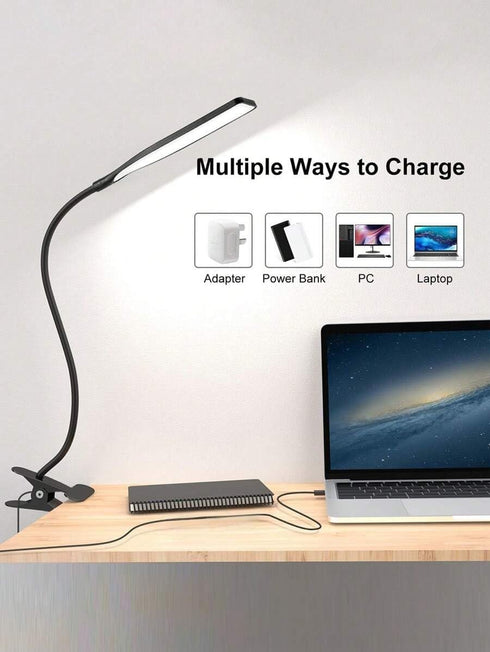 Generic LED Clamp Lamp, Flexible Gooseneck Clip-on Reading Light, USB Powered Eye-Caring Desk Lamp with On/Off Switch