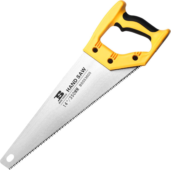 14 in. Pro Hand Saw, 11 TPI Fine-Cut Soft-Grip Handsaw for Sawing, Trimming, Gardening, Cutting Wood