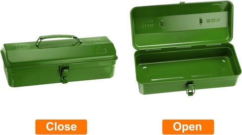 14.2" HARFINGTON Tool Box Portable Steel Tool Box Hip Roof Style with Metal Latch Closure Tool Chest for Household