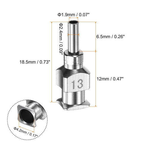 12pcs 13Gauge Stainless Steel Dispensing Needles, 1/4" All Metal Glue Needle Tube Blunt Tips Luer Lock for Thick Liquids, Ink, Glue, Lab Use