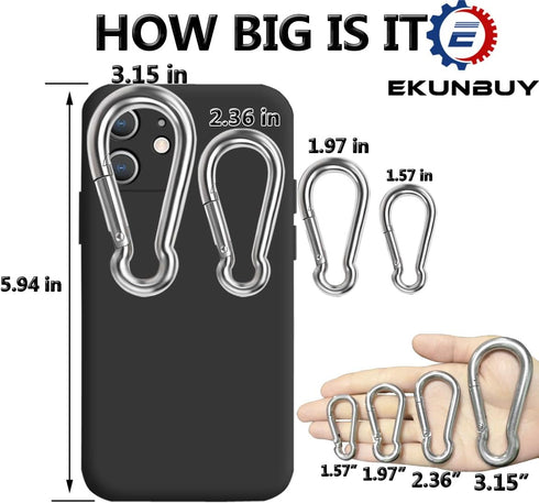 Spring Snap Hooks, 304 Stainless Steel Heavy Duty Clip for Rope Connector, Small Snap Clamp for Outdoor Travel