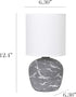 LT1170-GRY 12.4" Simple Designs Chic Glow Rounded Marble Inspired Concrete Table Lamp with Fabric Shade, Bedroom