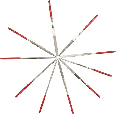 AUEAR Set of 10 Pack Mini Diamond Needle File Set, Barrette Crossing Knife, Jewelers Glass Metal Wood