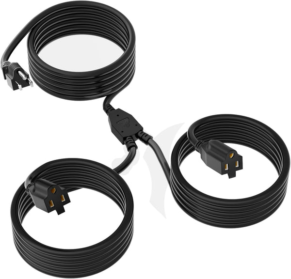Elecan 2 Way Power Extension Cord Splitter 30 Ft Total (18+6+6)-3 Prong 1