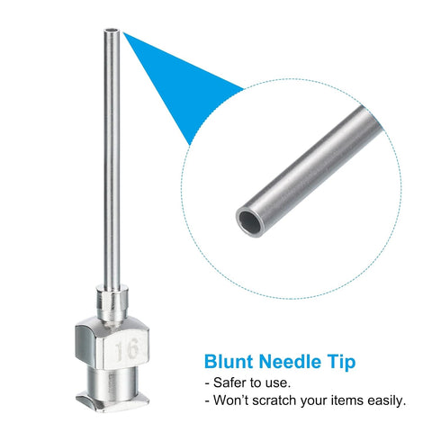 PATIKIL 16Ga x 1 Inch Stainless Steel Dispensing Needle Tips, 12Pcs Metal Glue Needle Tube Blunt Tips for Thick Glue
