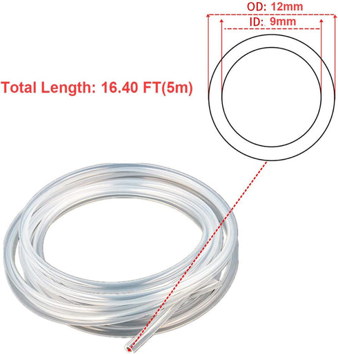 23/64" 15/32" 16.4 TOP-VIGOR Silicone Tubing ID x OD Feet Length, Food Grade Silicone Rubber Tubing Soft Silicone Hose