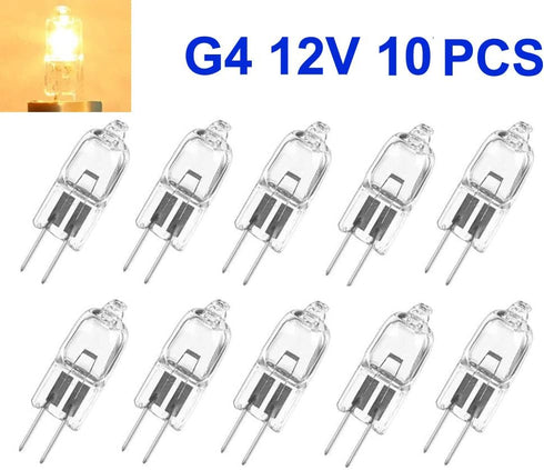 10x G4 12V 5W Light Bulb Replacement, JC 2 Pin Base Halogen for Kitchen Table Landscape Desk Lighting