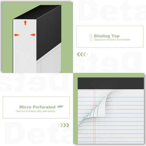 Legal Pads 8.5 x 11 inch Notepad, 2 Pack White Note Pads, 30 Sheets Per Writing Pad, College Ruled for School, Home,