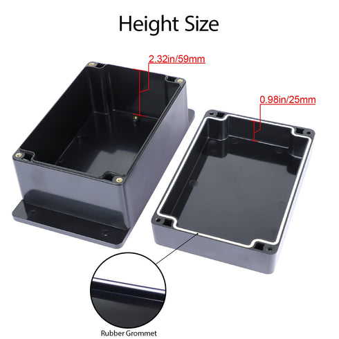 Junction Box IP65 Waterproof Dustproof ABS Plastic Universal Electric Project Enclosure, Black 6.3x4.3x3.5 inch