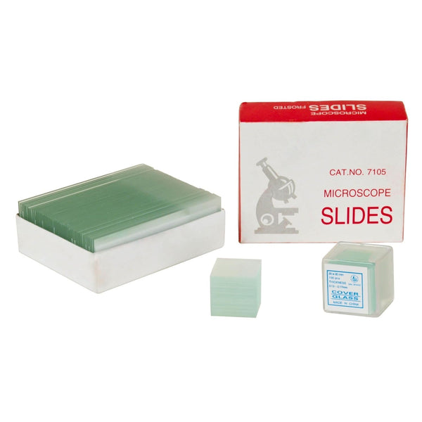 OMAX XA960506, 100 Piece Blank Glass Frosted Slides & 100 Piece Cover Slips