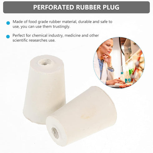 Hemobllo Rubber Stoppers, Drilled Rubber Stopper for Glass Bottle, Flask Stopper for Experiment (15Pcs)