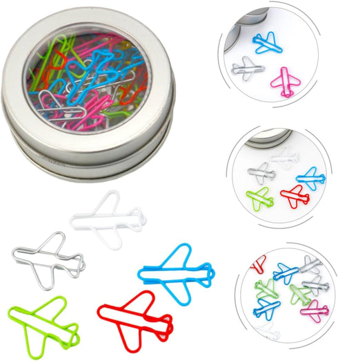 EXCEART 24pcs Plane-shaped Paper Clips, Portable File Clamp for Office Supply