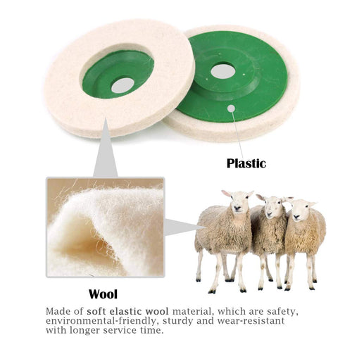 Keadic 10-Piece Wool Felt Disc Polishing Buffing Wheel Pad, 100mm Bore Dia