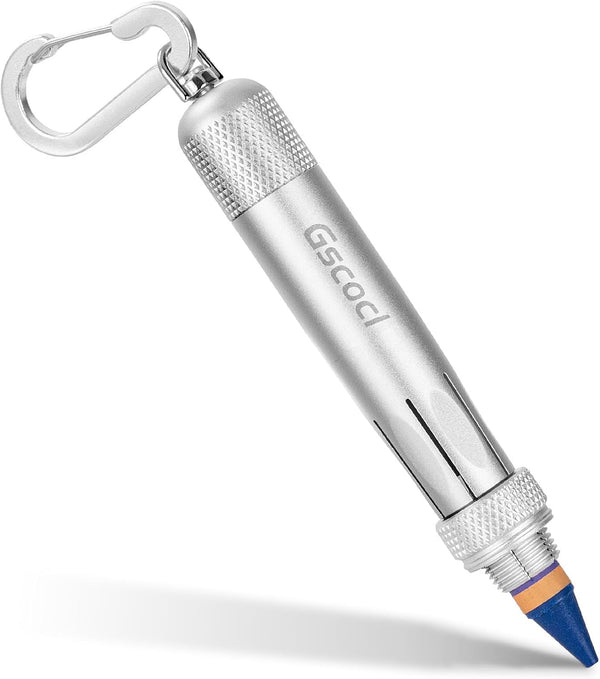 Industrial Heavy Duty Aluminum Crayon Holder for 1/2" Round or Hexagonal Crayons, Lumber Crayon Holder (Silver)