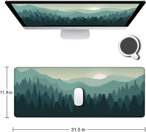 Mouse Pad Gaming, Large Mouse Pads for Desk, Keyboard Mouse Mat Desk Pad, Non-Slip Rubber Base with Stitched Edges Mousepad, 31.5x11.8 inch Abstract Landscape Mountain by SANWUMIAN