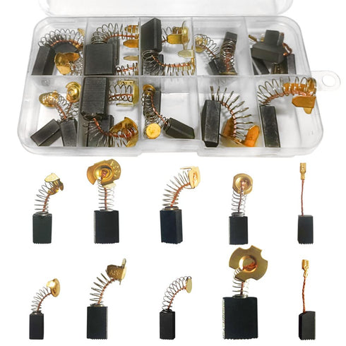 20Pcs Electric Motor Carbon Brushes, 10 Different Sizes, Replacement Parts for Carbon Brush Motors