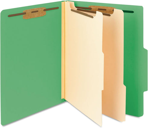 Smead Classification File Folder, 2 Dividers, 2" Expansion, Green, Letter Size, 10 per Box (14002)