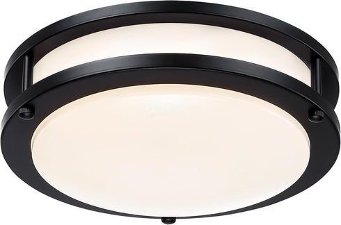 7.5 Inch 7.5 2700K/3000K/3500K/4000K/5000K 12W Round Black Ceiling Light Fixture for Living Room - Black LED Flush