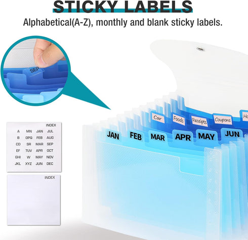 H4D Coupon Receipt Holder Organizer, Mini Folder Plastic Wallet with 13 Pockets for Coupon Receipt Storage, Blue