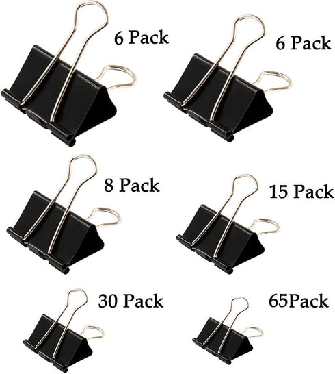 Binder Clips Paper Clamp - 130 Pcs Assorted Sizes Paper Binder Clips (Black)