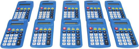 EAI Education CalcPal EAI-80 Basic Solar Calculator, Dual-Power for School, Home or Office, Blue - Set of 10