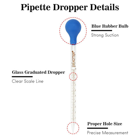 3Pcs Glass Pipettes Dropper, 10ml Graduated Liquid Dropper with Rubber Bulb and Cleaning Brush for Essential Oil