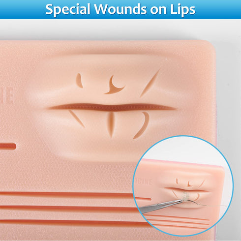 Suture Practice Training Kit for Medical Students with Large Silicone Lip Pad, Instruments, and Training Videos