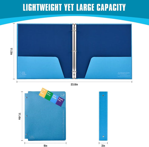 Blue Lake ECOLIFE 1 Inch 3 Ring Binder with Binder Dividers with Pockets, Plastic-Free Binder Organizer Students School Office Supplies (Blue) by Blue Lake