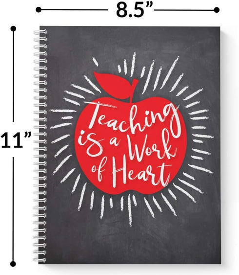 Softcover Work of Heart Teacher Spiral Notebook, 8.5" x 11", 120 College Ruled Pages, Durable Gloss Laminated Cover