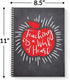 Softcover Work of Heart Teacher Spiral Notebook, 8.5" x 11", 120 College Ruled Pages, Durable Gloss Laminated Cover